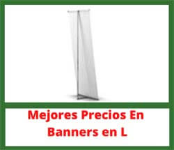 Banners publicitarios con soporte en L para eventos y promociones
